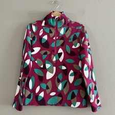 Orage Fleece 1/4 Zip Neck Pullover Fleece Athletic Colorful Abstract Travel XS