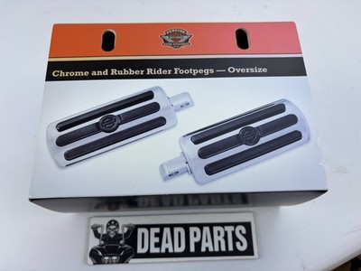Harley NIB new chrome rubber large male footpegs footrest 3 slot 50500-03