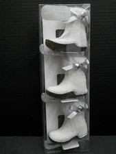 Winter Wonder Lane White Silver Christmas Ice Skates 3 Piece Ornament Set