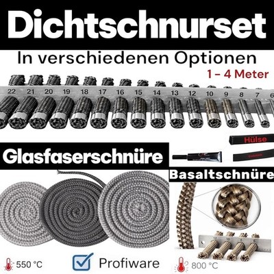 Kamindichtung Set Ofendichtung Kordel Hülse Ofenschnur Kaminschnur Dichtschnur