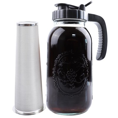 64oz Cold Brew Coffee Maker Pitcher Heavy Duty Glass Mason Jar with Spout Lid