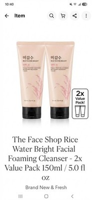  The Face Shop Rice Water Bright Facial Foaming Cleanser 2x 150ml 5oz New