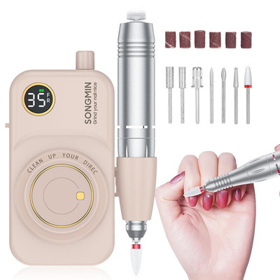 Professional Nail Drill 35000 RPM,SONGMIN Portable Cordless Efile with Bits Kit