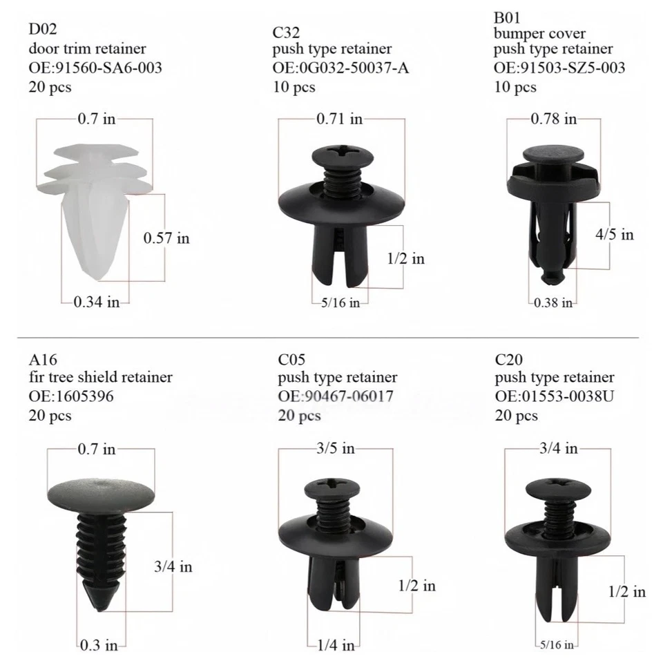 For Chevy 100Pcs Car Bumper Hood Clips Retainer Rivet Fastener Fender Push Pin - Image 4 of 4