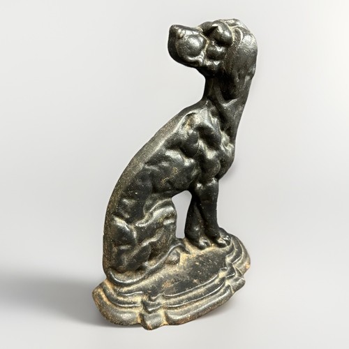 Art Nouveau Dog Door Stop Rare Sitting Weimaraner 12” Tall Cast Iron 1890’s