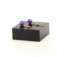 Steine Und MinéRaux. Ohrringe 1 Perle Achat Venen Drachen- Fuchsie