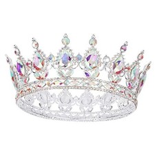 Silver Crowns for Women Wedding Tiaras and Crowns I; Silver Aurora Borealis