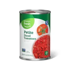 Amazon Fresh Petite Diced Tomatoes 14.5oz Can Canned Vegetables Pantry