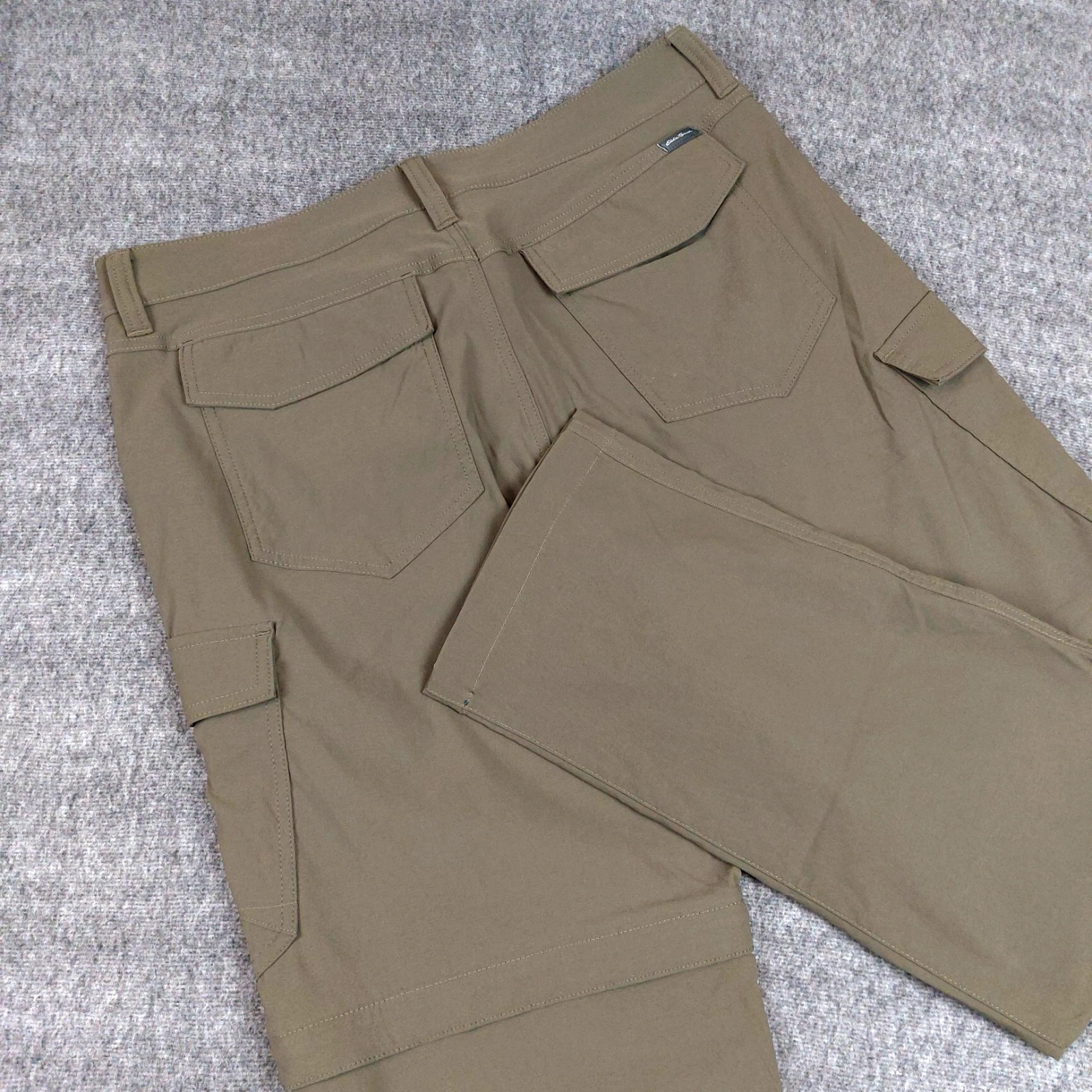 Eddie Bauer Convertible Cargo Hiking Pants Men 33x31(Fit 35x31) Green Nylon