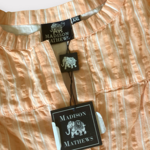 Madison Mathews Orange Sherbet Seersucker Flutter Dress $450- XXL NWT