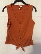 Cato Women’s Tank Top Size XS Orange Sleeveless Layered Flare Blouse Colorful