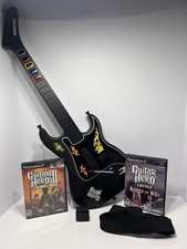 Guitar Hero III Legends of Rock Guitar Bundle PS2 Original Box! 2 GAMES! DONGLE