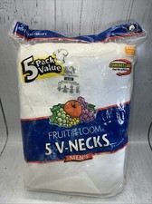 Vintage Fruit of the Loom Men's V-Neck Tee Size XL 46-48 Pack of 5 2003