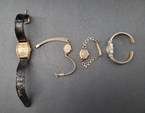 Zestaw 4 zegarków vintage 10K RGP Bulova Elgin Wittnauer nie działających - Zdjęcie 1 z 14