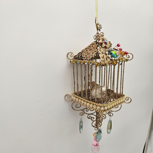 Colección Katherines Metal Oro Brillo Joyas Cuadrado Jaula Pájaros Adorno - Imagen 5 de 12