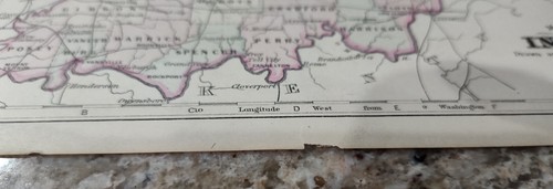 Authentic 1864 Johnson Johnson's Colored Map Indiana (10 1/2" x 12 3/4") - Picture 5 of 9