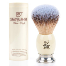 Luxury Shaving Brush Ultra Heavy Acrylic 316L Steel Handle White Knight