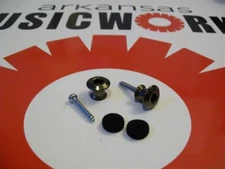 NEW - Buttons and Screws (2) For Dunlop Dual Design Strap Locks - BLACK NICKEL