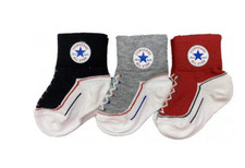 Drei Paar Converse Socken - Schwarz/Grau/Rot