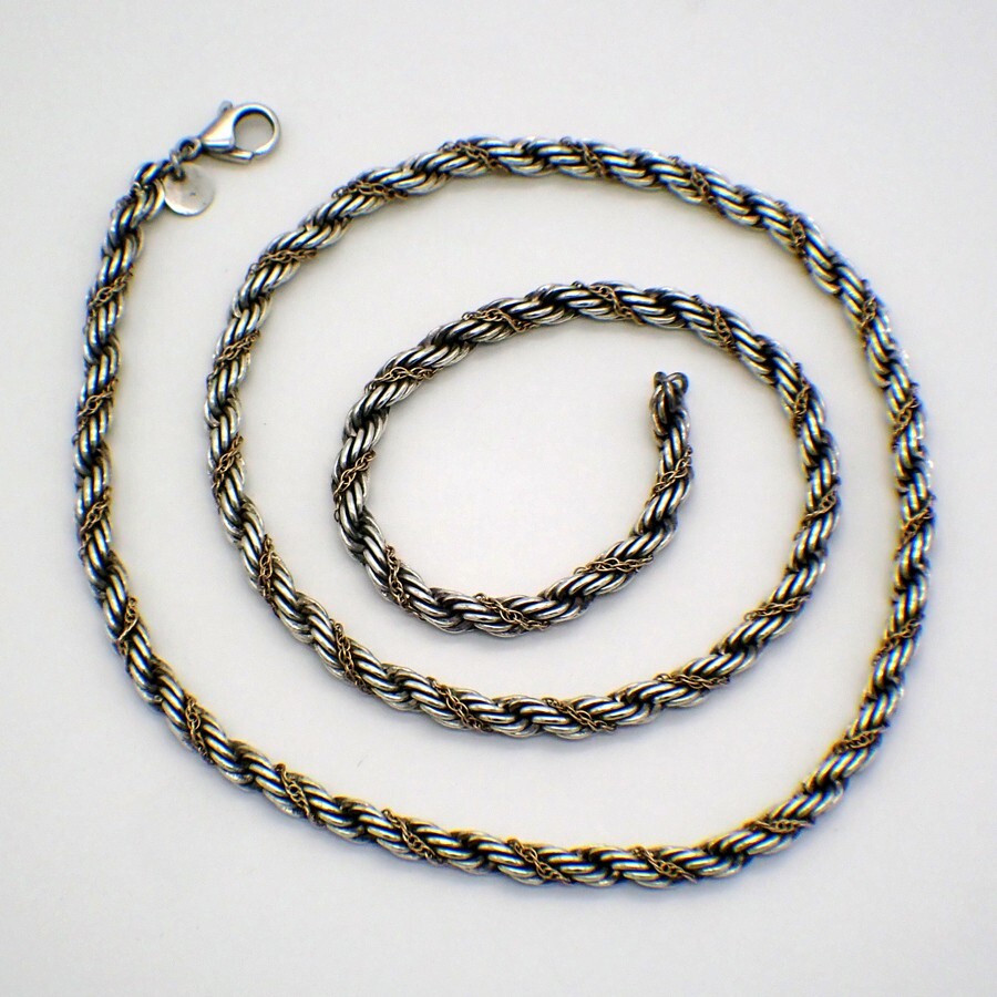 Tiffany Twisted Rope Chain Necklace Sterling Silver 14K Gold | eBay