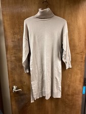 Women NWT "Maia" tan, turtleneck sweater dress with matching belt. Size XS.