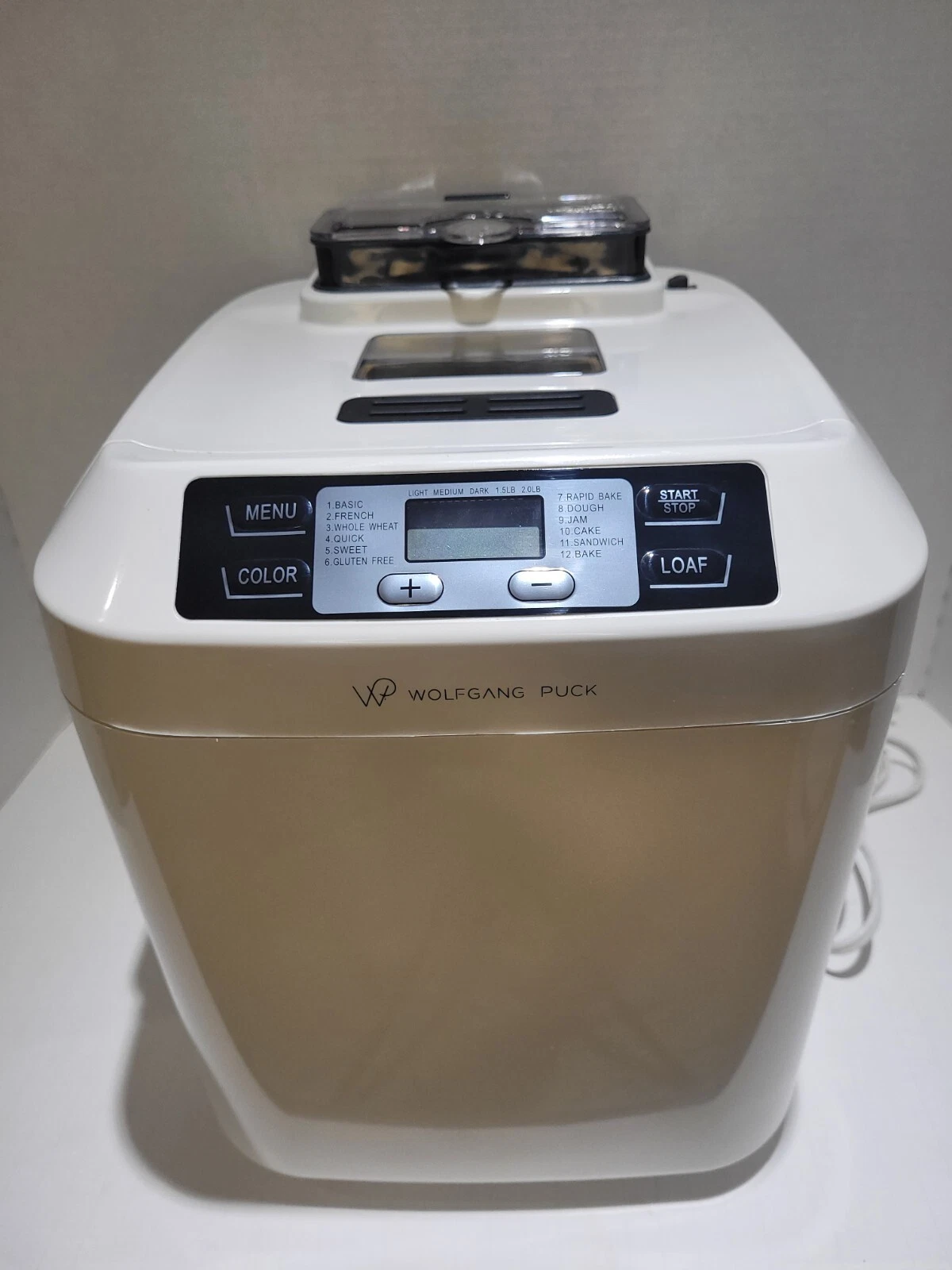 Wolfgang Puck BBME0070 Bread Maker Machine Counter Top 2.0LB White 12 Settings