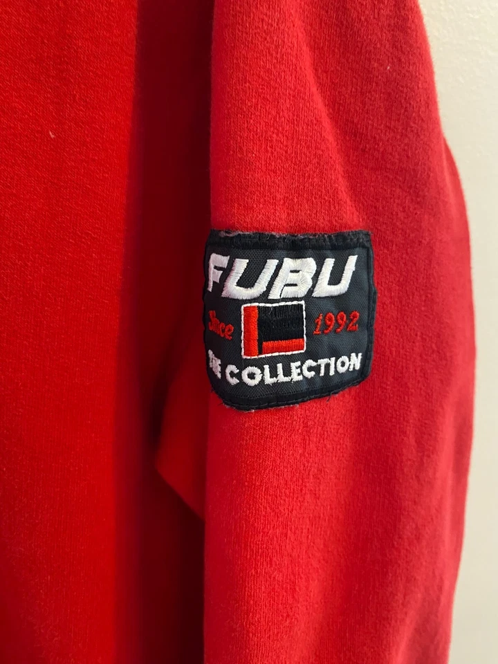 Sudadera con Capucha Niños Unisex De Colección Rojo Fubu Repujado Años 90 Años 2000 Talla XL Foto 3 de 3