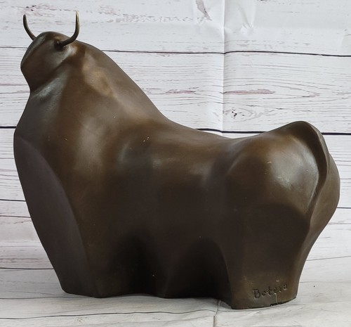 Arte moderno grande pátina marrón claro toro de lucha por Botero arte escultural de bronce - Imagen 5 de 10