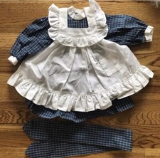 Pleasant Company AMERICAN GIRL Samantha Blue PLAY DRESS PINAFORE Ribbon Outfit