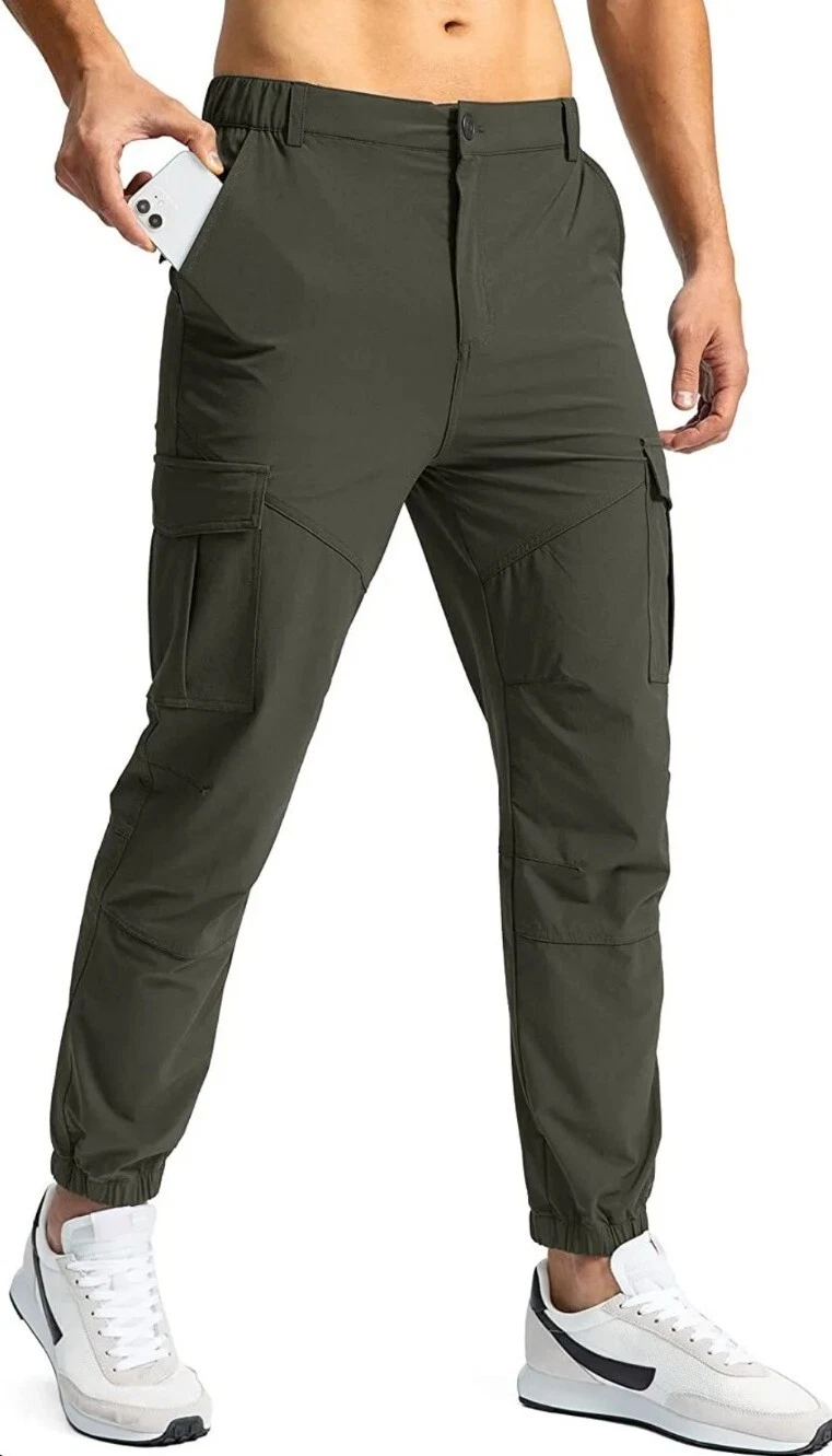Pinkbomb Men's Hiking Cargo Pants with 7 Pockets Slim Fit Stretch Joggers Golf
