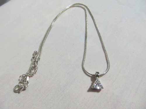 Collana donna ragazza triangolo zirconi ciondolo flessibile catena 16" - Foto 3 di 5