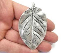 Leaf Veined Forest Dangle Antique Silver Plated Charms jewelry Accessories