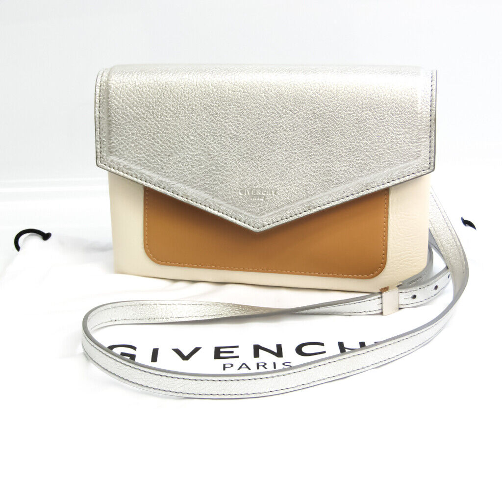 Givenchy Duetto BB500VB01C Women's Leather Shoulder Bag Beige,Silver  BF537390