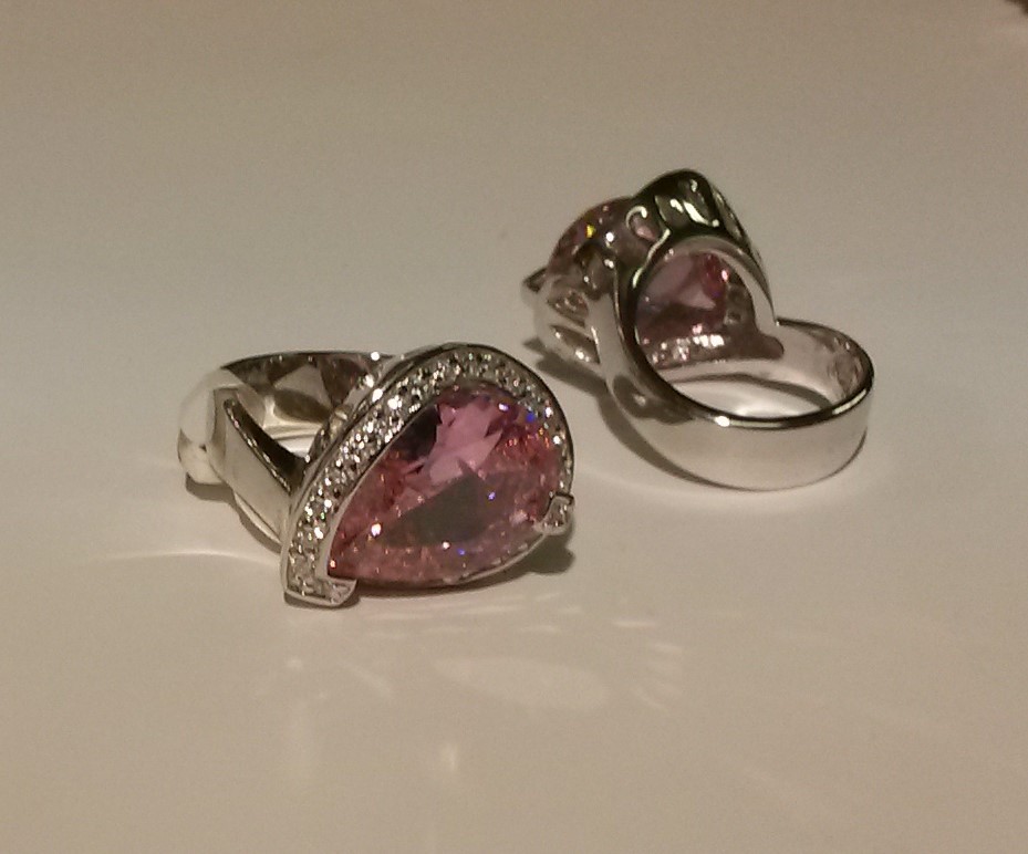Bague Femme Argent 925 - Sertie D'un Gros Diamant Cz En Amande 15/12 Mm - Taille 58, Neuve
