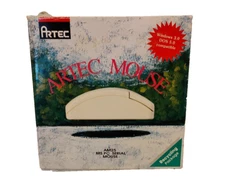 Vintage Artec AM 25 MS PC Serial Mouse Computer Original Box w/Floppy Discs DOS