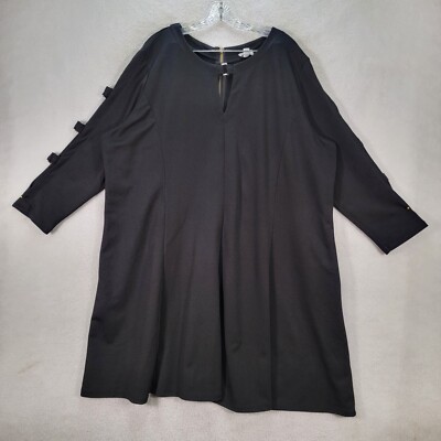 boat neck plus size shirt dress SHOWMALL Womens Plus Size Midi Dresses Navy Blue 3X Shirt Dresses 3/4 Sleeves Casual Dress Boat Neck Flowy Dress with Pockets