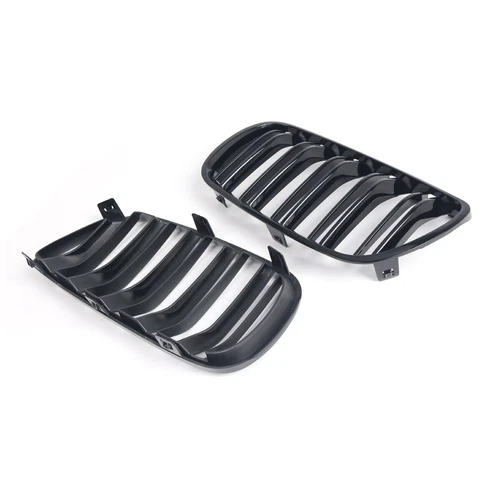 Gloss Black Double Line Front Kidney Grille Grill For 2007-2010 BMW X3 E83 ABS - Foto 7 di 10