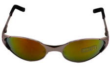 SUNGLASSES- Wrap-Around Sport Red Flame Black Ears Charcoal Mirror Lens