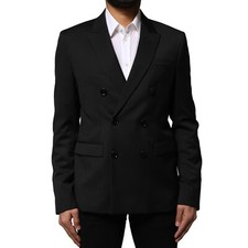 EMPORIO ARMANI Blazer Black Double Breasted Men Jacket Suit IT48/US38/M 1330usd