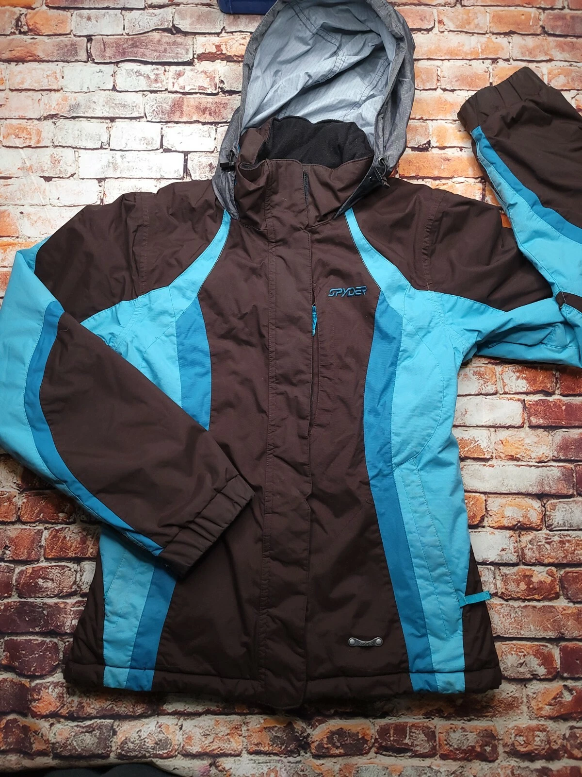 Ladies SPYDER Winter Ski Snow Jacket Coat Blue Brown Womens Size 6