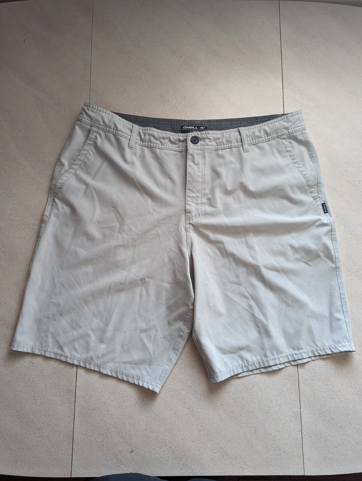 ONeill Hybrid Shorts Mens 40 White Flat Front Hyperdry 8" Golf Beach
