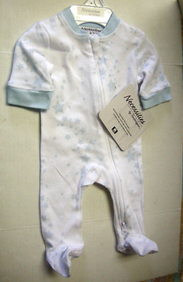 Preemie Sleeper By Necessities W/2 Way Zipper, White, Star Print, Brand New