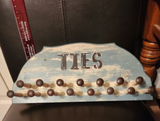 Vintage All Wooden Tie Rack /Belt Rack Display /Wall Mount With Hanging Pegs