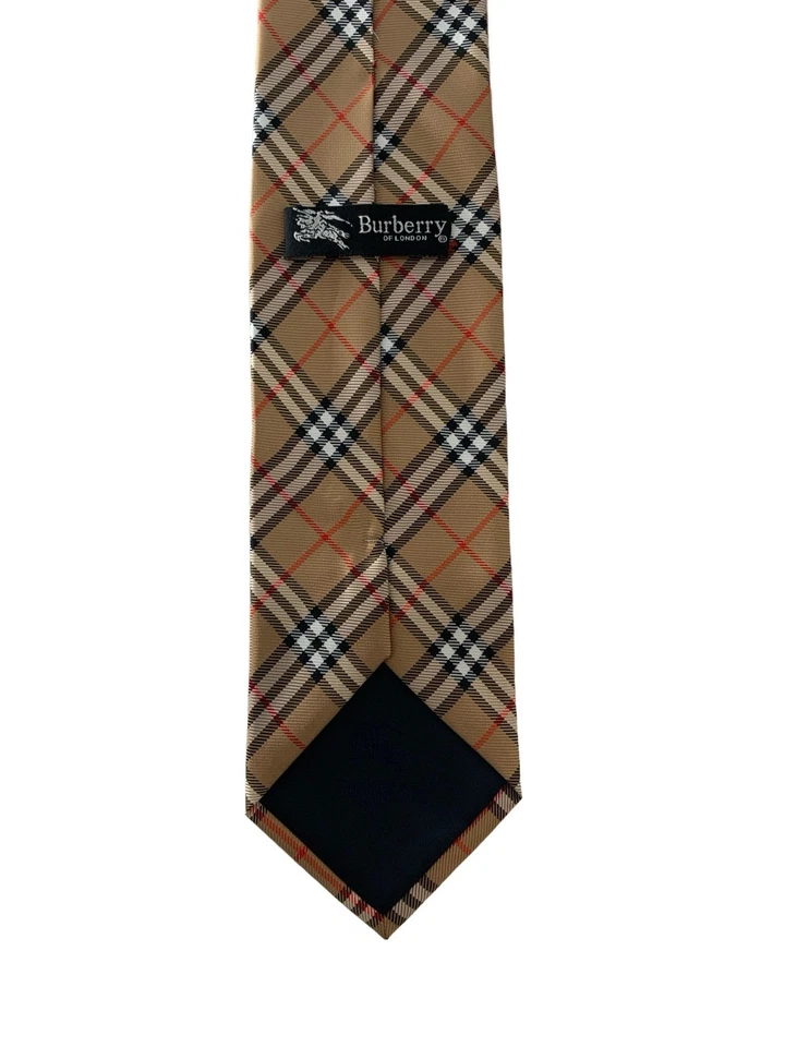 Corbata para hombre Burberry London beige a cuadros Nova 100 % seda hecha en Italia YGI X5-36 Foto 4 de 4