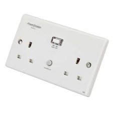PowerBreaker 13A 2 Gang Type A Passive Unswitched RCD Socket White