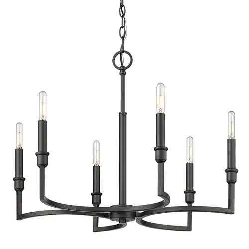 Golden Lighting 8209-6 Ellyn 6 Light 27"W Taper Candle Chandelier - Black - Picture 1 of 10