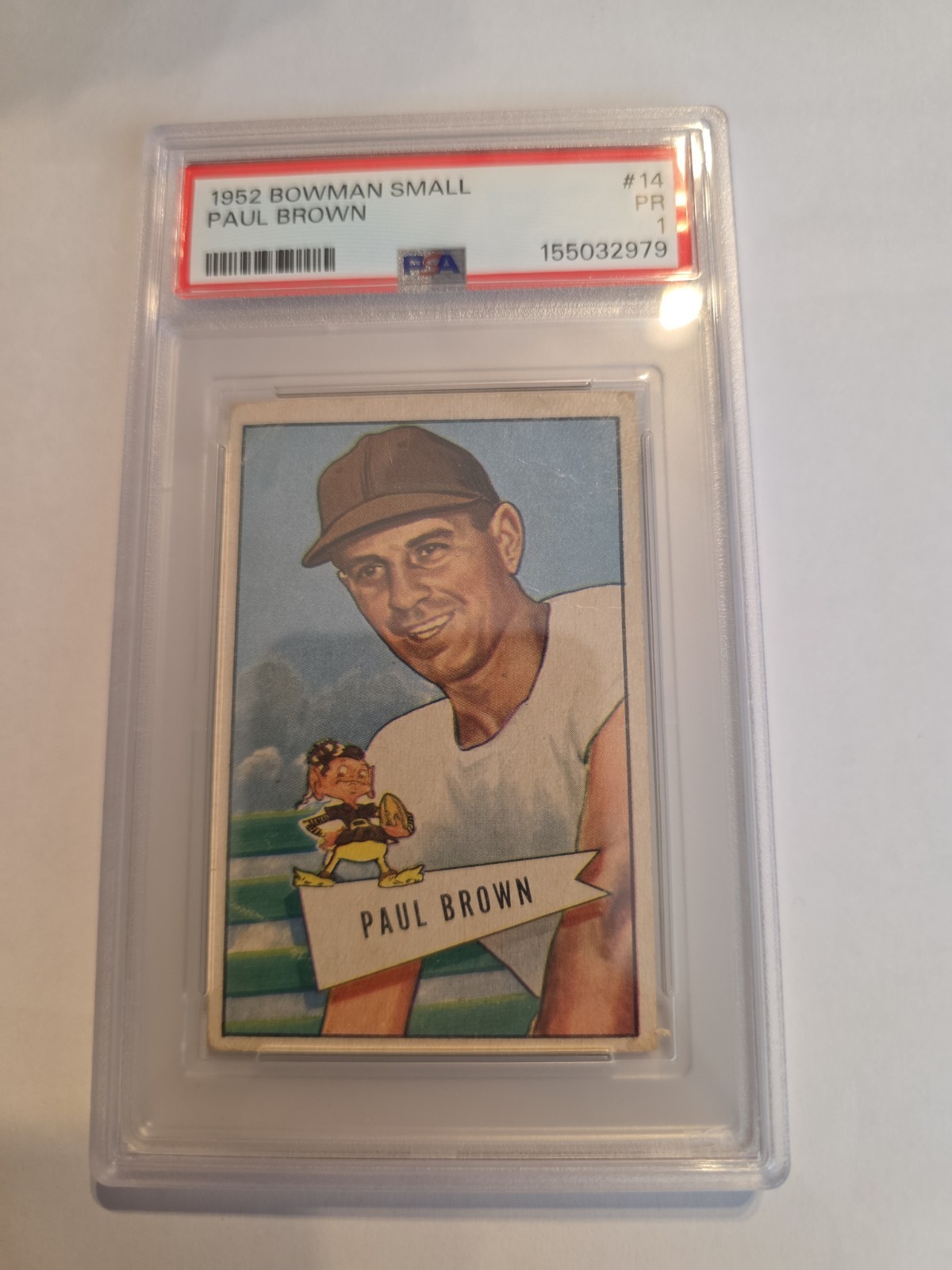 1952 BOWMAN SMALL #14 PAUL BROWN PSA 1 BROWNS RC HOF  RECENTLY GRADED