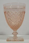 VTG Anchor Hocking MISS AMERICA Pink Footed Champagne Water Goblet Glass Diamond