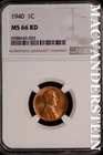 1940 Lincoln Wheat Cent-NGC MS 66 Red Choice Gem BU No Reserve #SLK904