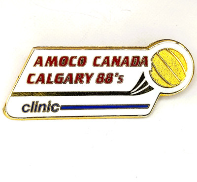 Calgary 88s Clinic Pin WBL World Basketball League Amoco Canada Oil And Gas RARE